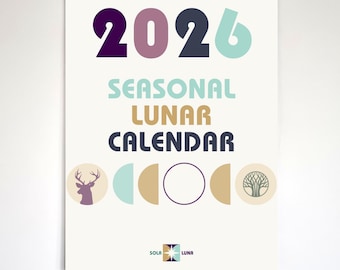 Seasonal Moon Wall Calendar 2026 – Lunar Phases & Full Moons