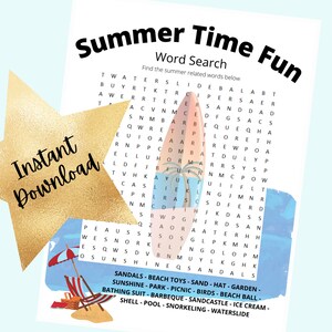 crossword activity for kids and adults summer time fun etsy