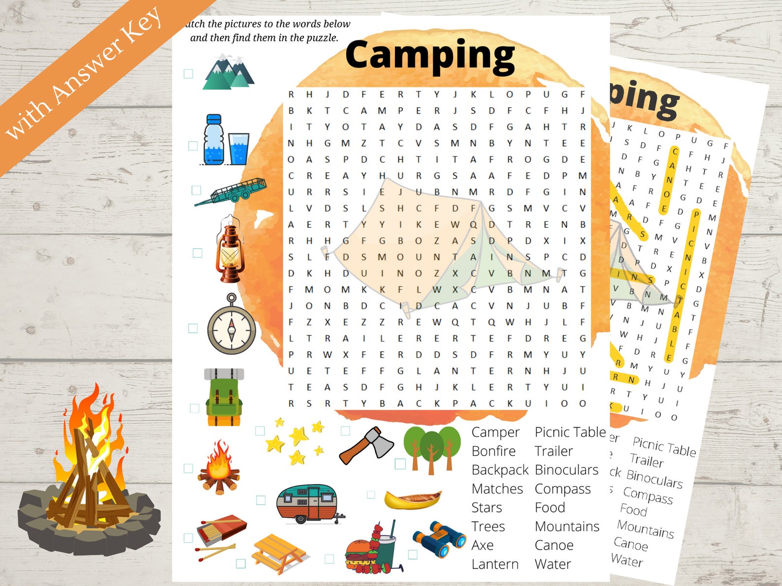 Word Search Camping Activities Word Search For Older Kids Etsy France