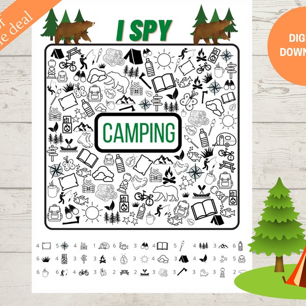 I SPY Game, Camping Activities, Activities for Kids, Kids Camping, Summer Activities, Printable I Spy, Camping Games for Kids