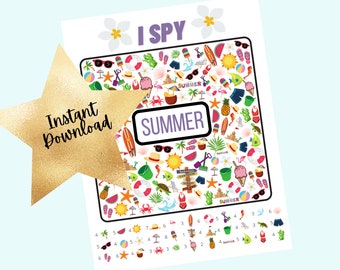 Summertime I SPY Game for Kids, Summer Activities, Printable Game, Instant Download for Everyone