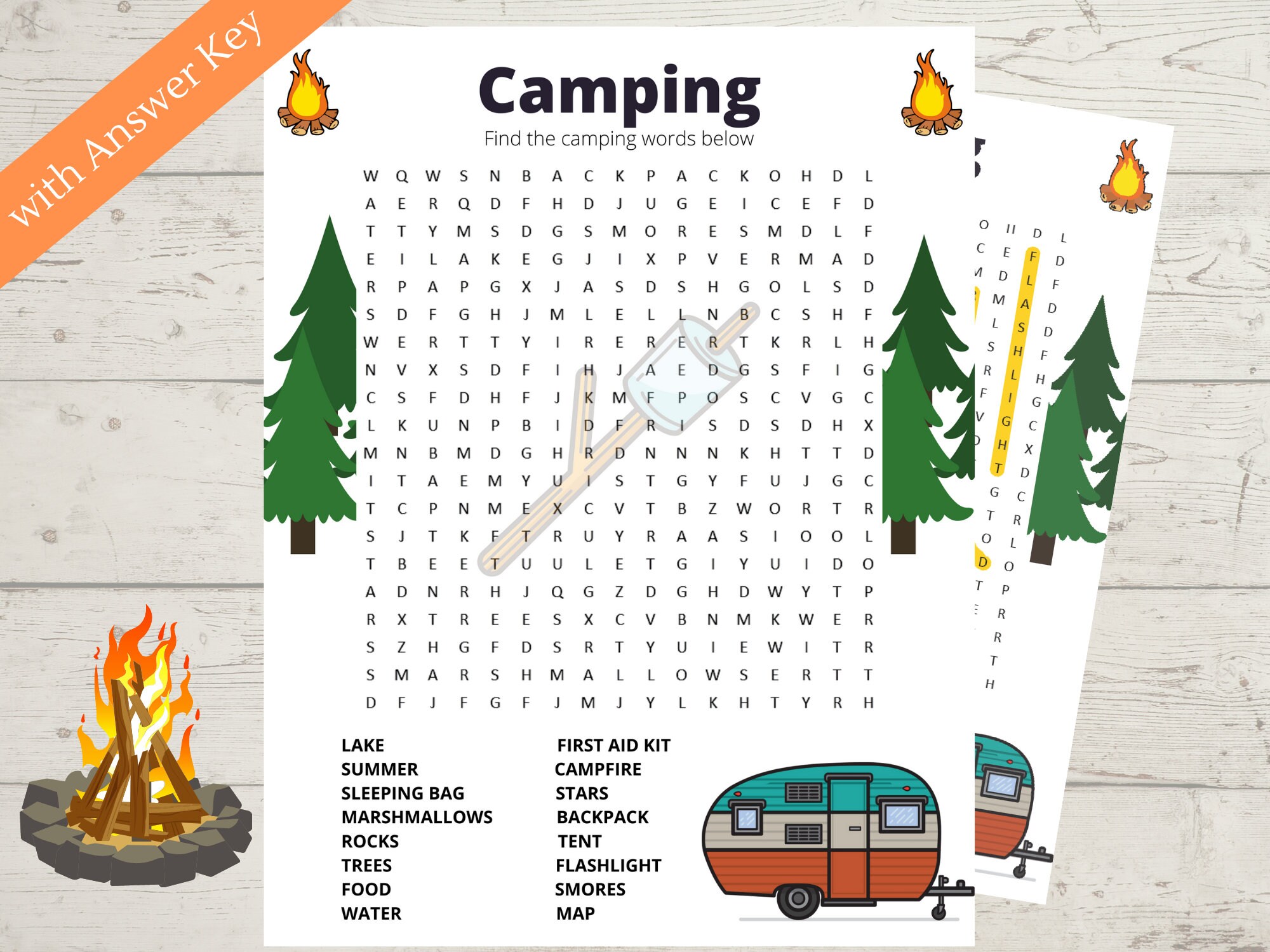 Camping Word Search Camping Games for Kids Camping Word Etsy Canada