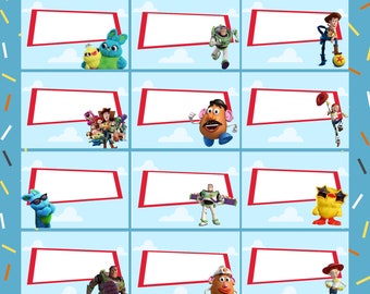 Toy Story Party Food-tentkaarten, verjaardagsdecoratie (directe download)