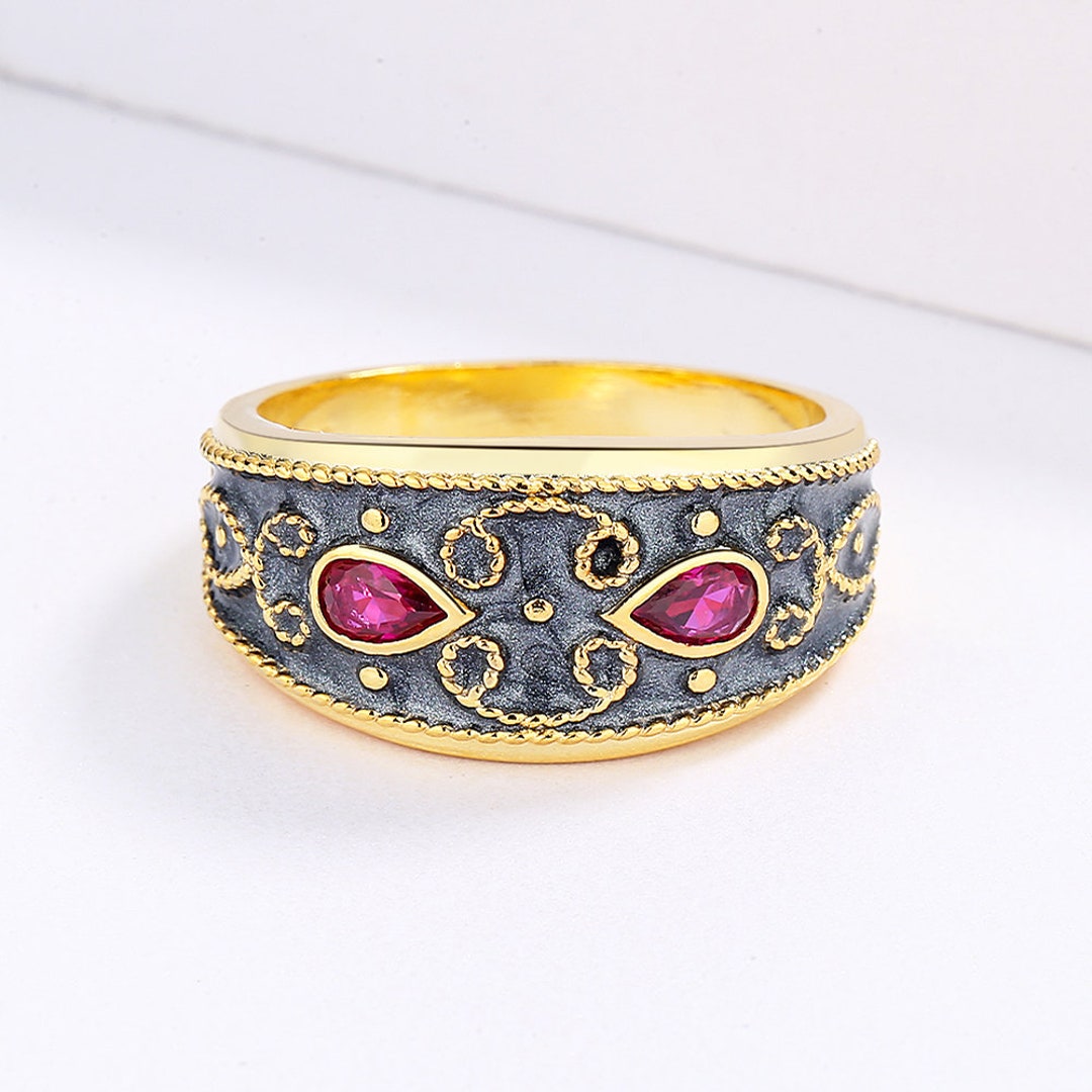 Unique Enamel Rings Elegant Bohemian Unique Enamel Statement Ring Colourful Personality ...