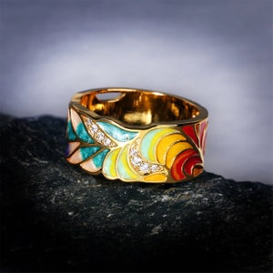 Elegant Bohemian Unique Enamel Statement Ring | Colourful Personality Ring | Handmade Ring | Unisex Rings | Birthday Gift Ring Ideas