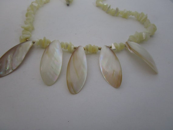 Vintage Mother of Pearl Fancy Necklace with 5 Dan… - image 2