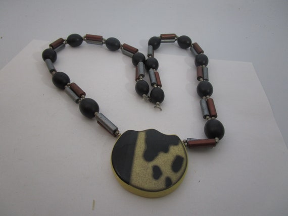 Vtg Ugly Bodacious Beads Necklace & Large Pendant - image 1