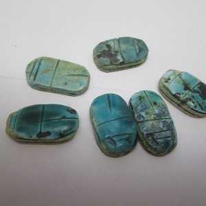 Ancient Antique Egyptian Carved Scarab Stones Lot of 6