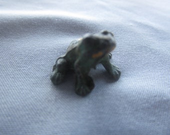 Antique Miniature Cast Metal Figural Frog in Original Paint