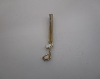 Vintage Halecraft Gold Tone Tie Bar Golf Clubs