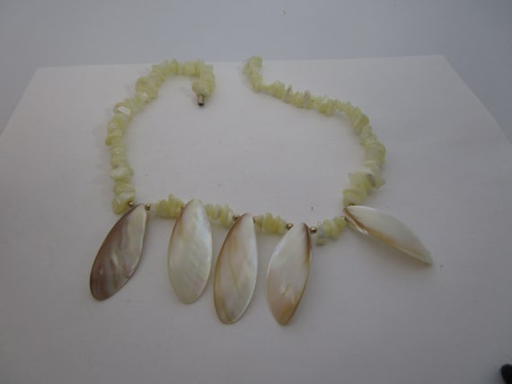Vintage Mother of Pearl Fancy Necklace with 5 Dan… - image 1