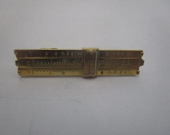 Vintage Gold Tone Tie Bar Tie Clip Slide Rule