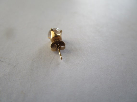 Vtg 10 K Yellow Gold & Faux Diamond Single Stud P… - image 3