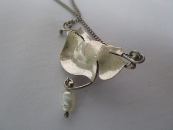 Vintage Sterling Silver Floral Necklace with Amet… - image 4