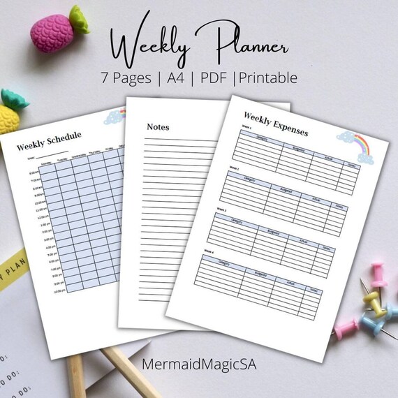 Printable Weekly Planner Weekly Planner Inserts Rainbow - Etsy