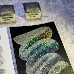 MIDNIGHT WISH holográfico meia panela aquarela para letras, presente elegante de tinta preta para diário de marcadores, suprimentos para escrever cartas, material para cartão postal