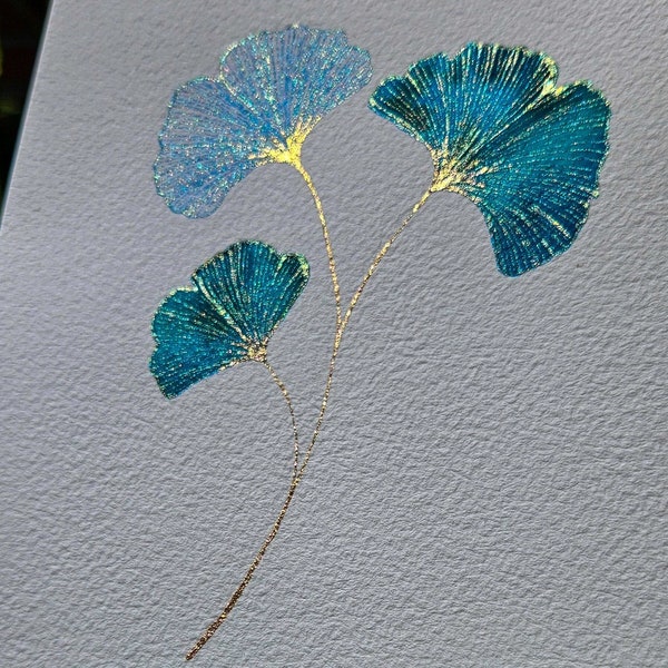 Watercolor gingko leaf illustration, botanical biloba wall decor, boho housewarming gift, present for gardener, flower lover art home decor