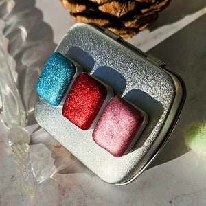 MOMENTOS ALEGRES acuarela en pastilla de cuarto para scrapbooking, pintura con brillo cromado para pintar rocas, material para pintores principiantes, adornos de papel