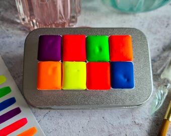 Neonwaterverfpalet, handgemaakte verven voor journaling, scrapbooking