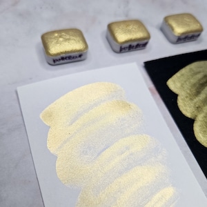 Aquarelle scintillante faite main BUTTERCUP, peinture pour la fabrication de cartes bohème, écriture d'invitation de mariage, encre pour tremper, prise de notes d'étude
