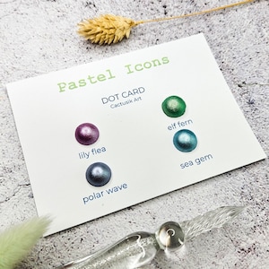 Juego de tarjetas con puntos de acuarela PASTEL ICONS, papelería de primavera para artesanos, material pequeño para álbumes de recortes, accesorios para amantes del papel, kit de colores metálicos