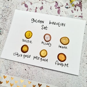 Cartão de aquarela metálica GOLDEN BEAUTIES, papelaria vintage, acessórios para bullet journal, kit para fazer cartões de casamento, suprimentos para caligrafia
