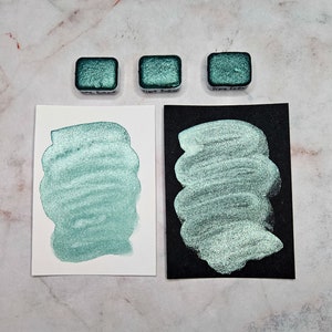 Pintura brillante de un cuarto de pastilla PINE FOREST para álbum de recortes, acuarela metálica para bujo, material de arte de bordado, regalo de padres a hija