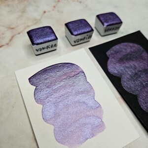VAMPIR Halbschale Schimmer Aquarell für shabby Scrapbooking, Farbe mit Glitter zu Kartenherstellung, Briefpapierliebhaber an Künstler, Geschenk vom Vater