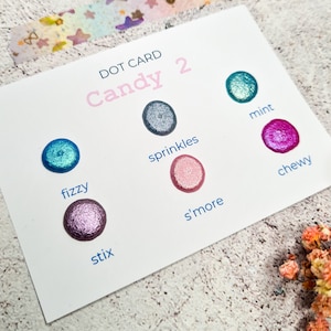 Pastel Watercolor Candy 2 Dot Card for Cardmaking, Junk Journal Art Shifting Supply , Shimmer Metallic Effect Wedding Invites, Drawing Set