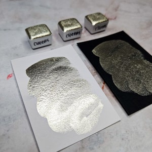 Acquerello metallizzato CHEERS da mezza tazza per biglietti pop-up, pittura fatta a mano per artigiani, inviti shabby chic, album di ritagli cromati, forniture artistiche
