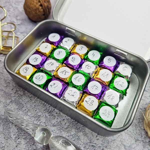 Calendrier de l'Avent avec 24 aquarelles MINI PANS, papeterie de compte à rebours de Noël, ensemble de peinture fait à la main pour journal indésirable, kit de matériel de scrapbooking