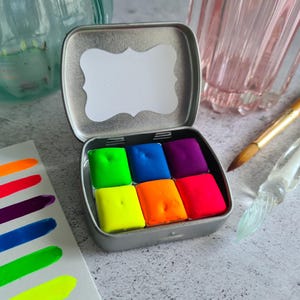 Juego de acuarela NEON para pintor, paleta de pintura de viaje, regalo para calígrafo, accesorios para bullet journal, material de planificación de técnica mixta
