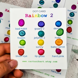 RAINBOW kaart met 2 stippen voor art journal, metallic verfpalet tot scrapbookpapier, glitterkunstaccessoires, kleurrijke knutselhulpmiddelen voor kaarten maken