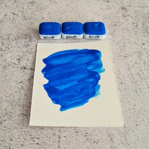 Acuarela mate de un cuarto de pastilla AZUL NEÓN para diario, accesorios para planificadores mensuales, creador de tarjetas de collage, cuaderno de cuero, papelería moderna