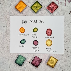Cartes à pois métalliques automne 2021, lot de 6 échantillons de peinture pour pages de journal, cadeau d'artiste pour palette aquarelle, cartes Thinking of you, testeur d'ongles