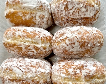 beignets ; Crème fourrée de sucre en poudre, faite maison, paquet de 6