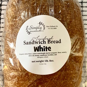 Sourdough White Sandwich Bread; Amish Made, Pack of 1 Loaf
