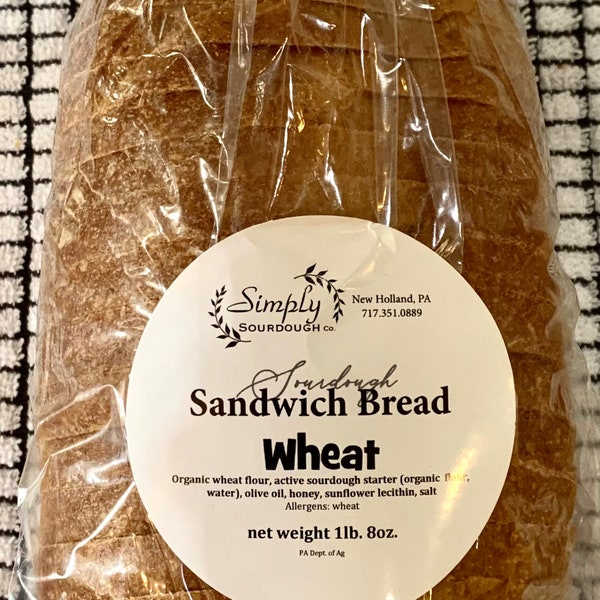 Sourdough Wheat Sandwich Bread; Amish Made, Pack of 1 Loaf