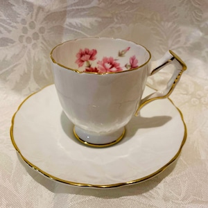 Aynsley - Crocus pink floral demitasse (espresso cup & saucer)