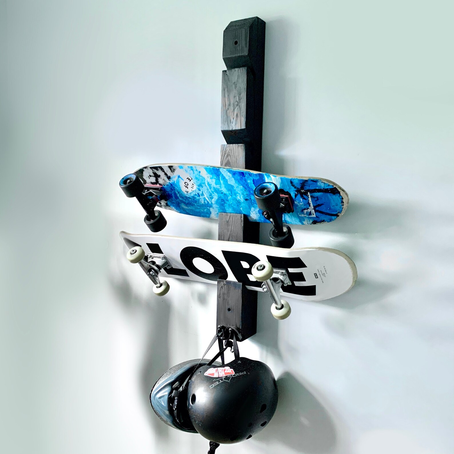 WallMounted Wooden Skateboard Rack Longboard and Skateboard Etsy