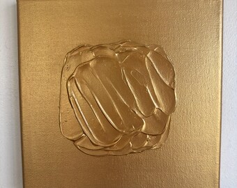 Original Contemporary Gold Abstract Acrylic Texture Painting 20 x 20cm OOAK
