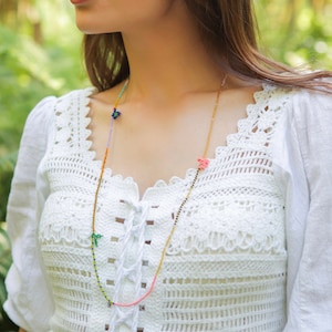 Long Beaded Necklace, Layering Summer Necklace, Beaded Wrap Necklace, Colorful Necklace, Gift For Women