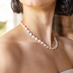 Freshwater Pearl Choker Necklace, Colorful Pearl Beaded Necklace, Summer Choker, Gift For Her, Gift For Him