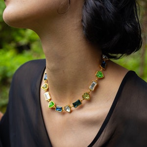 Swarovski Crystal Necklace, Colorful Swarovski Choker, Statement Necklace For Women, Gift For Her, Gift For Mom