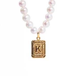 Freshwater Pearl Initial Necklace,  Gold Pearl Letter Necklace, Custom Pearl Necklace, Personalized Gift For Her