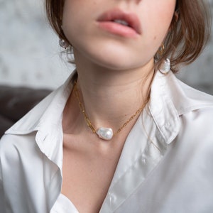 Large Baroque Pearl Pendant Necklace, Single Unique Pearl Necklace, Real Pearl Pendant, Wedding Necklace, Gift For Her