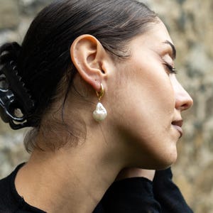 ARTE Large Baroque Pearl Earrings, Fireball Pearl Earrings, Natural Real Baroque Pearl Earrings, Bridal Earrings, Anniversary Gift