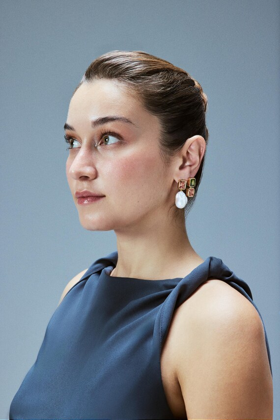 Handmade Baroque Pearl Drop Earrings: 22k Gold Plated Bronze, Changeable Drop
