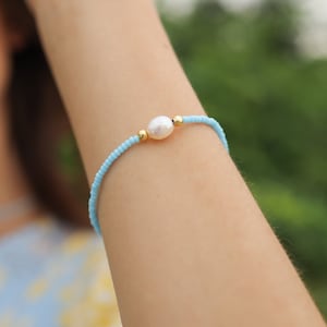 Summer Beaded Bracelets, Single Freshwater Pearl Bracelet, Boho Festival Bracelets, Minimalist Bracelet, Women Bracelets, Gift For Her