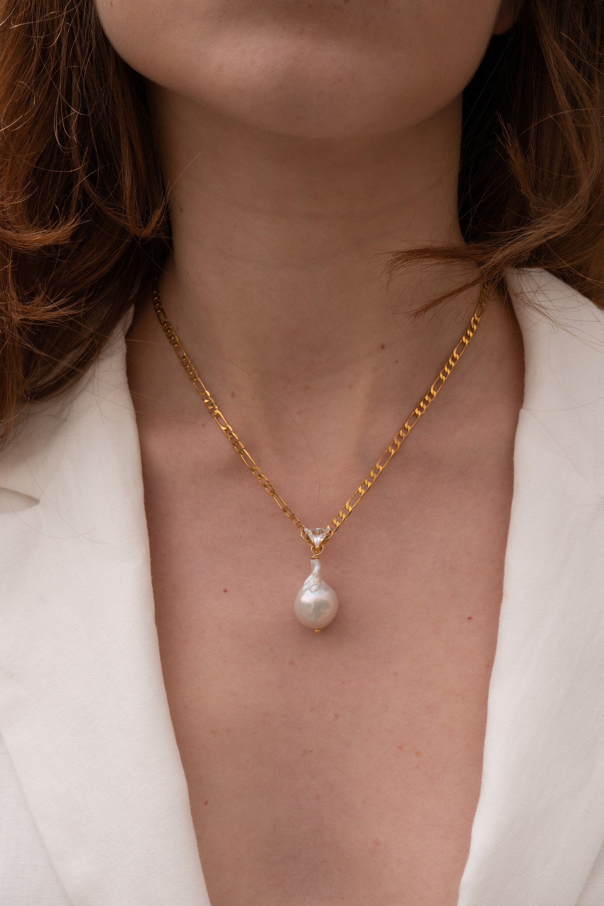 White Baroque Pearl Pendant Necklace, Single Real Pearl Pendant, Large Pearl Jewelry, Wedding Necklace, Gift For Women